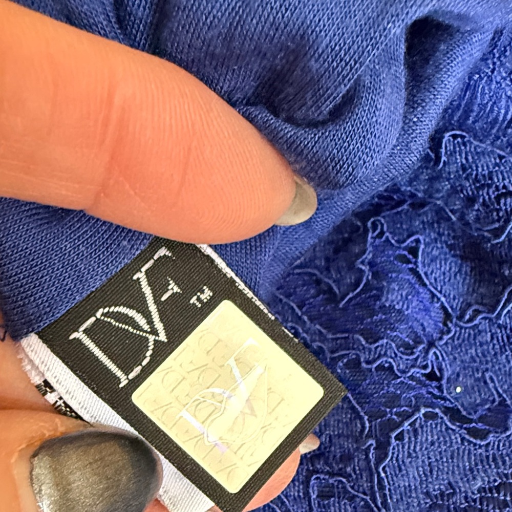 Diane Von Furstenberg Zarita Blue Lace 3/4 Sleeve Back Zip Sheath Size 4 - Picture 4 of 13